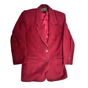 Vintage 80s 90s‎ Eddie Bauer Women's Wool Blazer Jacket Sz M Burgundy
